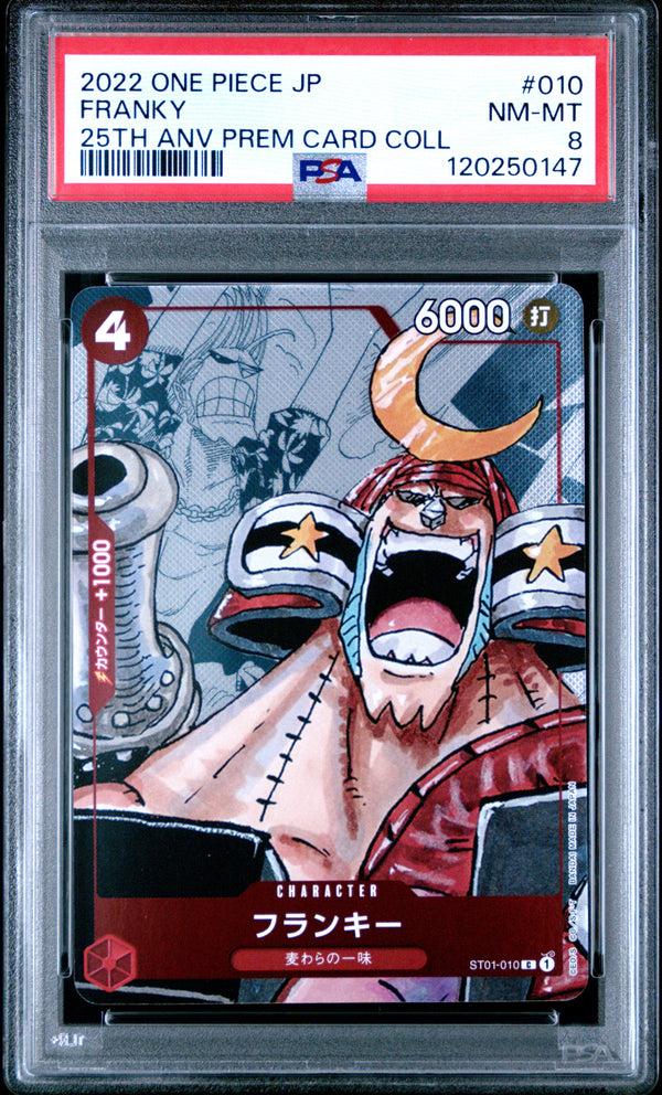 2022 One Piece 25th Anniversary Premium Card Collection Franky #010 (Japanese) PSA 8