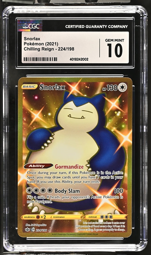 2021 Pokemon Chilling Reign Secret Rare - Holo Snorlax #224/198 CGC 10
