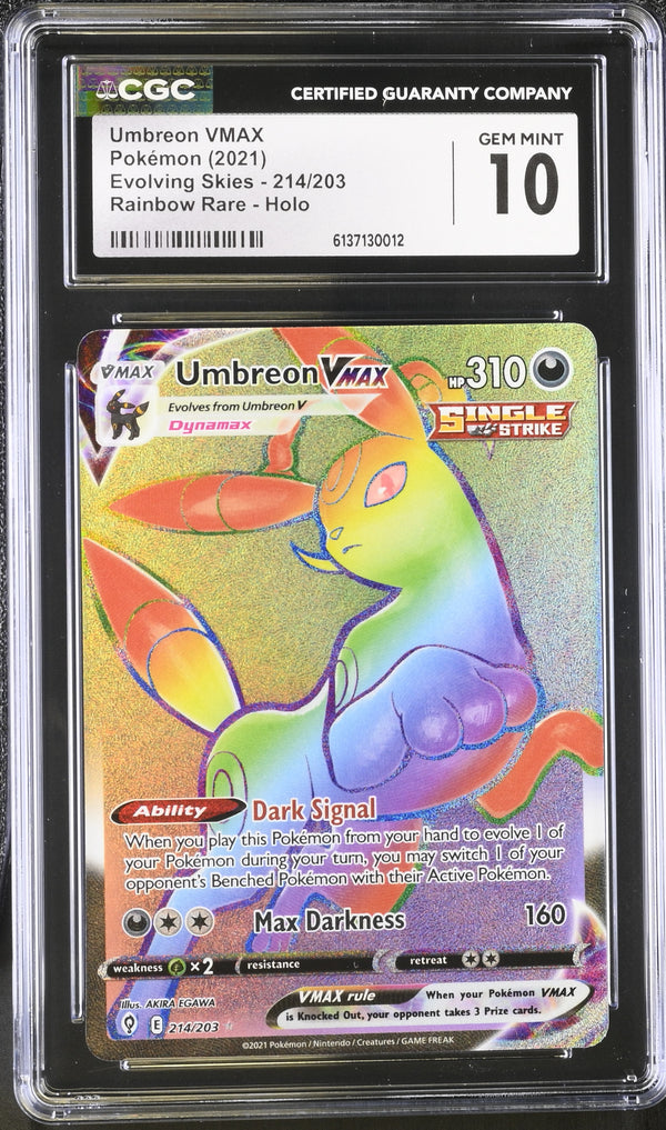 2021 Pokemon Evolving Skies Rainbow Rare - Holo Umbreon VMAX #214/203 CGC 10