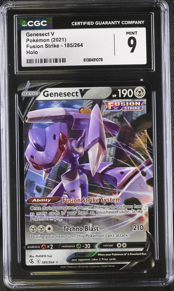 2021 Pokemon Fusion Strike Holo Genesect V #185/264 CGC 9