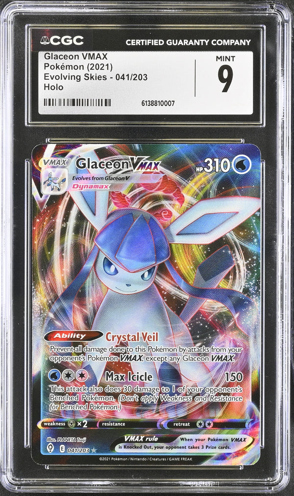 2021 Pokemon Evolving Skies Holo Glaceon VMAX #041/203 CGC 9