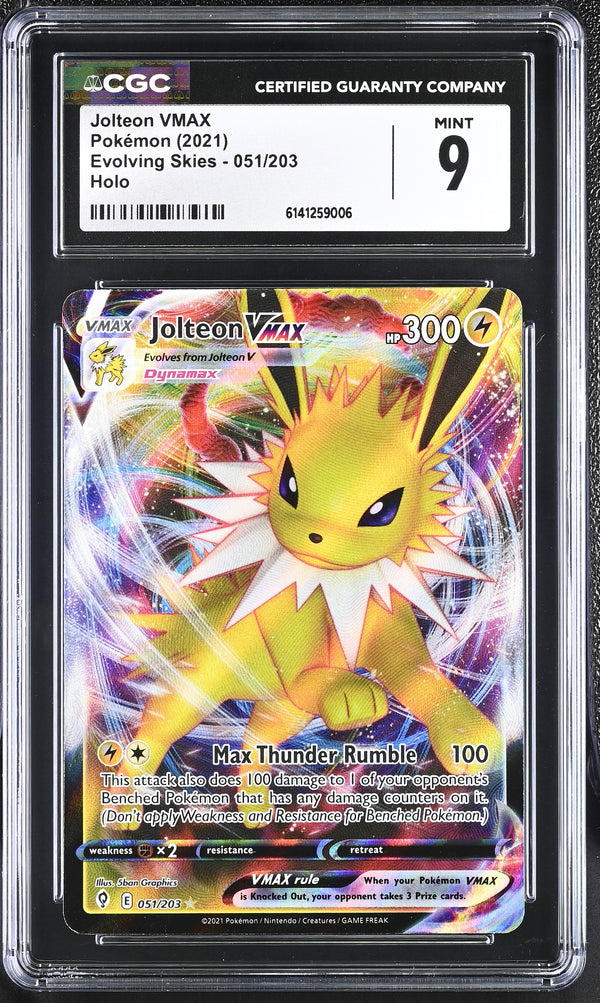 2021 Pokemon Evolving Skies Holo Jolteon VMAX #051/203 CGC 9
