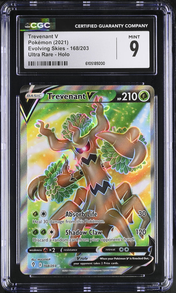 2021 Pokemon Evolving Skies Ultra Rare - Holo Trevenant V #168/203 CGC 9