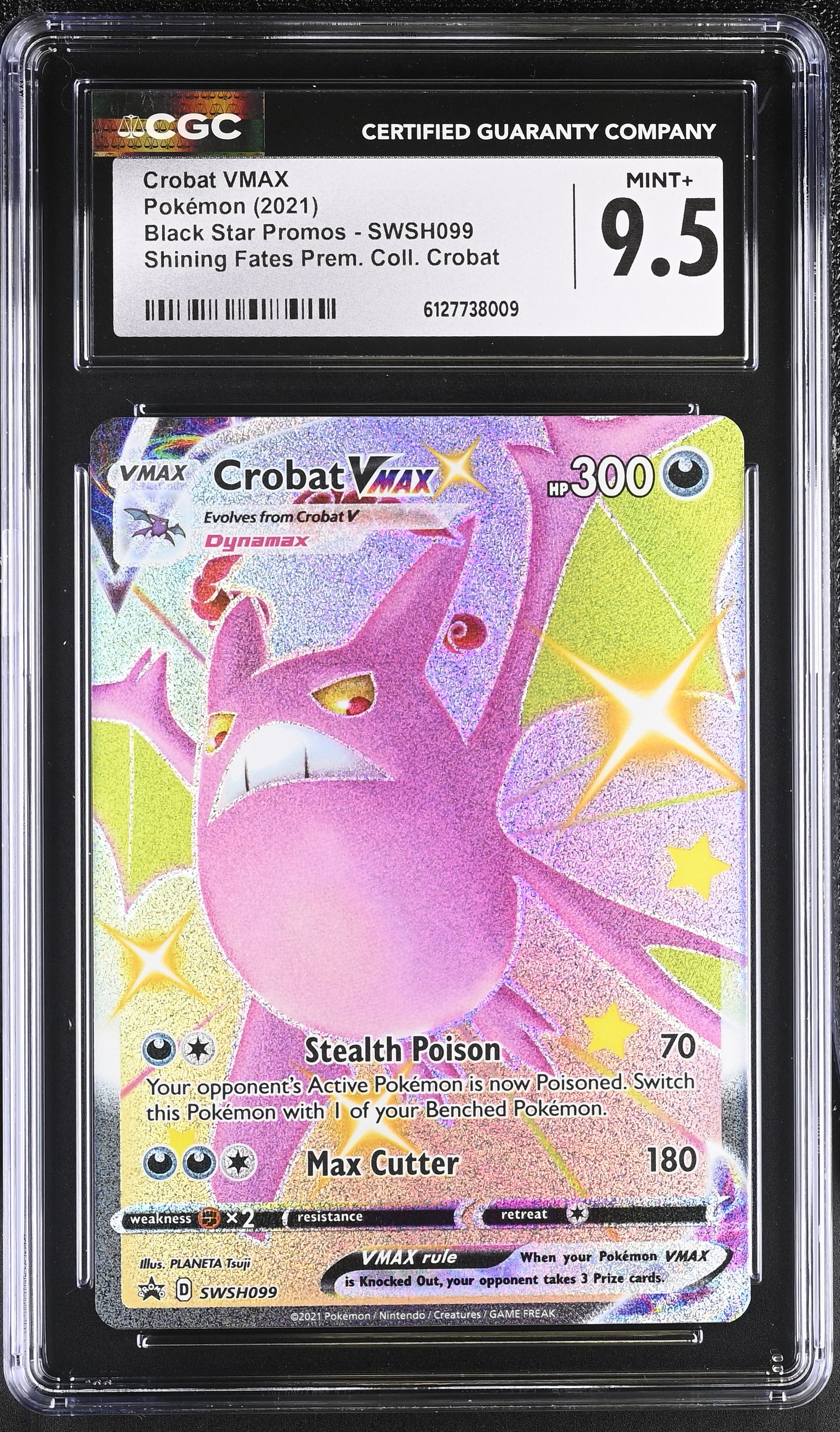 2021 Pokemon Black Star Promos Shining Fates Prem. Coll. Crobat Crobat VMAX #SWSH099 CGC 9.5