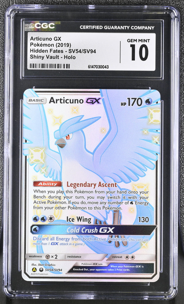 2019 Pokemon Hidden Fates Shiny Vault - Holo Articuno GX #SV54/SV94 CGC 10